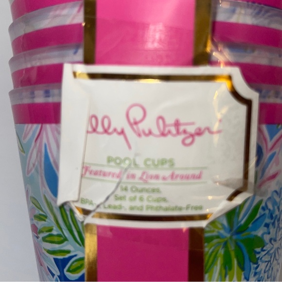 NWT Lilly Pulitzer Pool Cups Featured in Lion Around 6 piece set 14 oz reusable - Picture 4 of 8